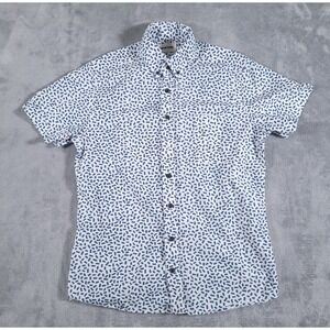 Taylor Stitch Shirt Mens 36 (Small)‎ Organic Cotton Button Down White Geometric